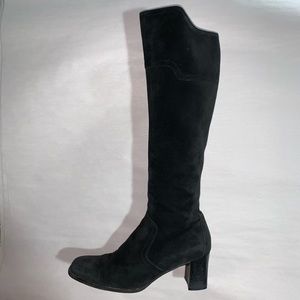 👋🏾SOLD👋🏾HERMÈS size 37 black suede/calfskin high heel boots